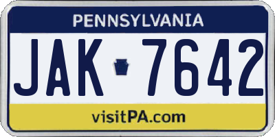 PA license plate JAK7642