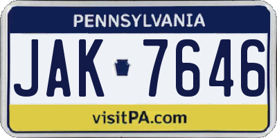 PA license plate JAK7646