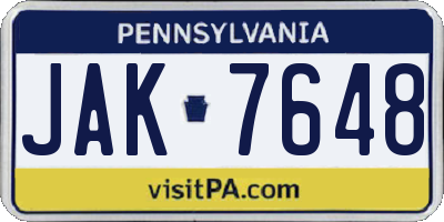 PA license plate JAK7648