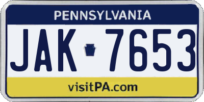 PA license plate JAK7653