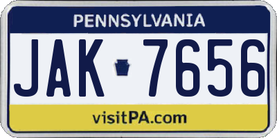 PA license plate JAK7656