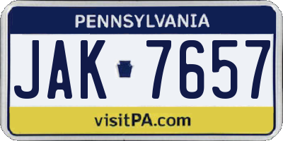 PA license plate JAK7657