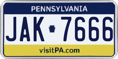 PA license plate JAK7666