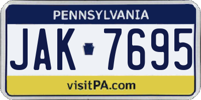 PA license plate JAK7695
