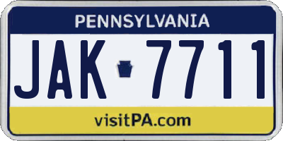 PA license plate JAK7711