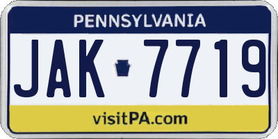 PA license plate JAK7719