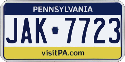 PA license plate JAK7723