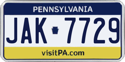 PA license plate JAK7729
