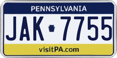 PA license plate JAK7755