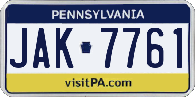 PA license plate JAK7761
