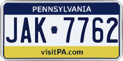 PA license plate JAK7762