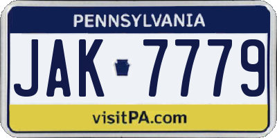 PA license plate JAK7779