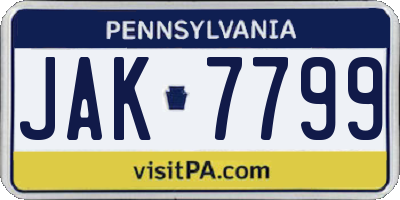 PA license plate JAK7799