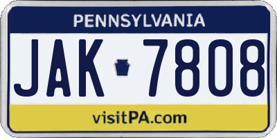PA license plate JAK7808