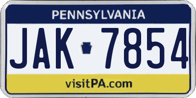 PA license plate JAK7854
