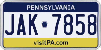 PA license plate JAK7858
