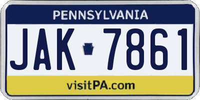 PA license plate JAK7861