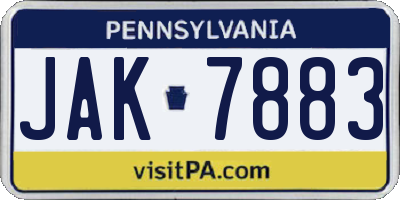 PA license plate JAK7883