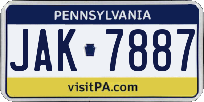 PA license plate JAK7887