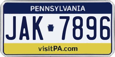 PA license plate JAK7896