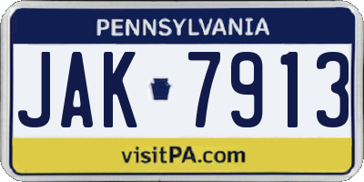 PA license plate JAK7913