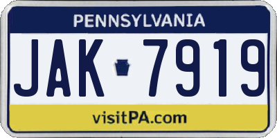 PA license plate JAK7919