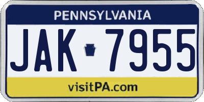 PA license plate JAK7955