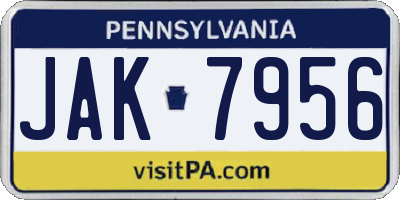 PA license plate JAK7956