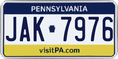 PA license plate JAK7976