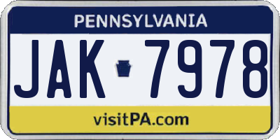 PA license plate JAK7978