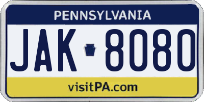PA license plate JAK8080