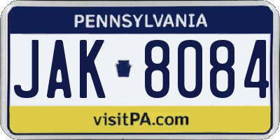 PA license plate JAK8084