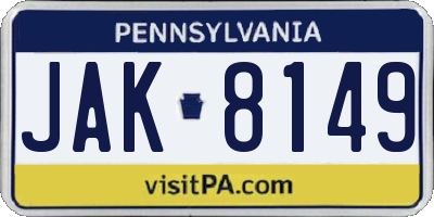 PA license plate JAK8149