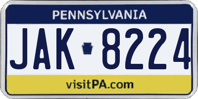 PA license plate JAK8224