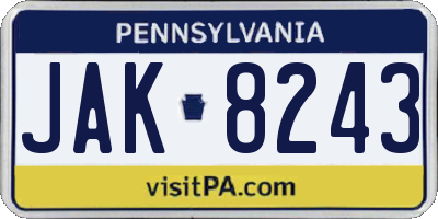 PA license plate JAK8243
