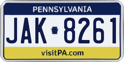 PA license plate JAK8261