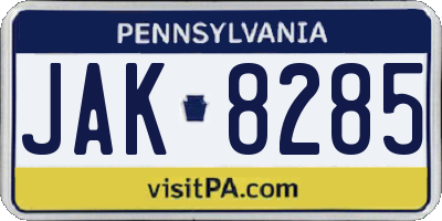 PA license plate JAK8285