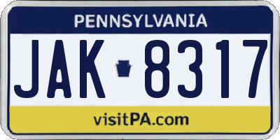 PA license plate JAK8317