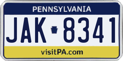 PA license plate JAK8341