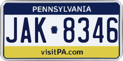 PA license plate JAK8346