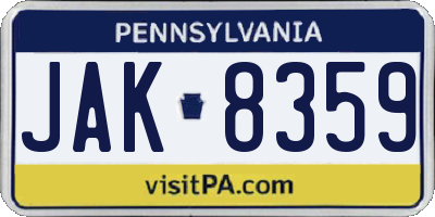 PA license plate JAK8359