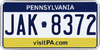 PA license plate JAK8372