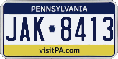 PA license plate JAK8413