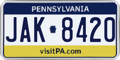 PA license plate JAK8420