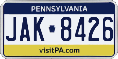 PA license plate JAK8426