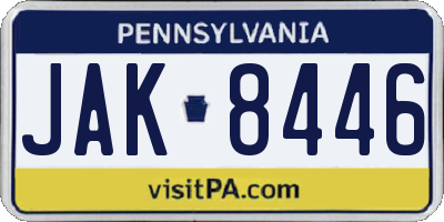 PA license plate JAK8446