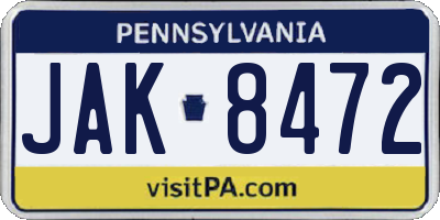 PA license plate JAK8472