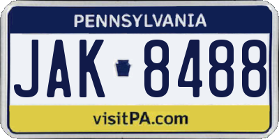 PA license plate JAK8488