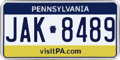 PA license plate JAK8489