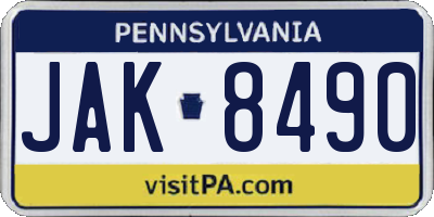 PA license plate JAK8490